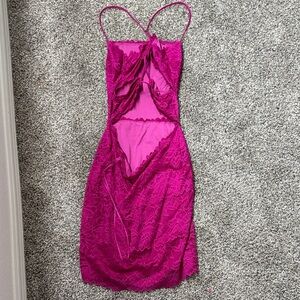 Guess Magenta Backless Lace Dress